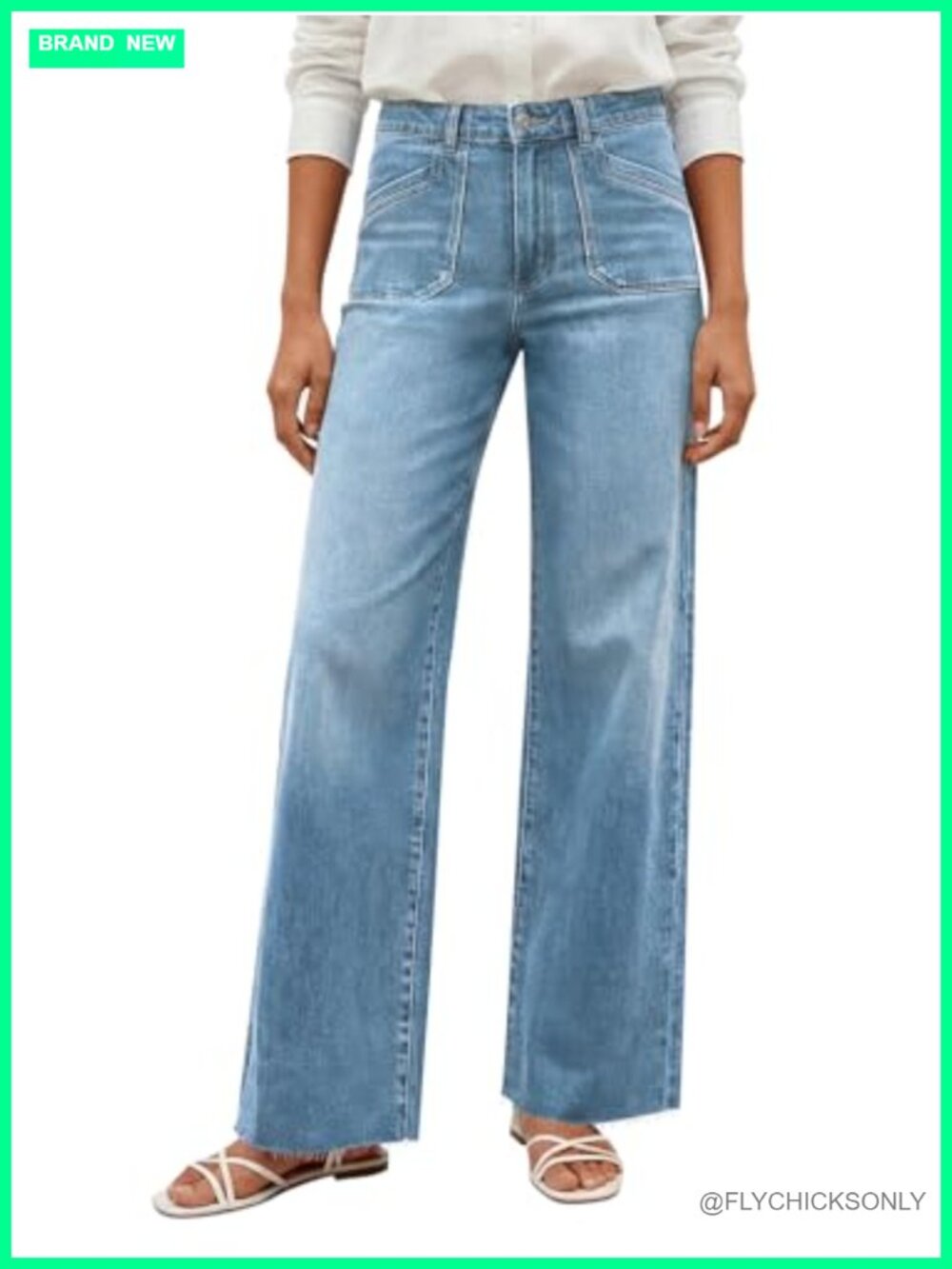 Wide Leg High Waisted Stretchy Straight Denim Pants
